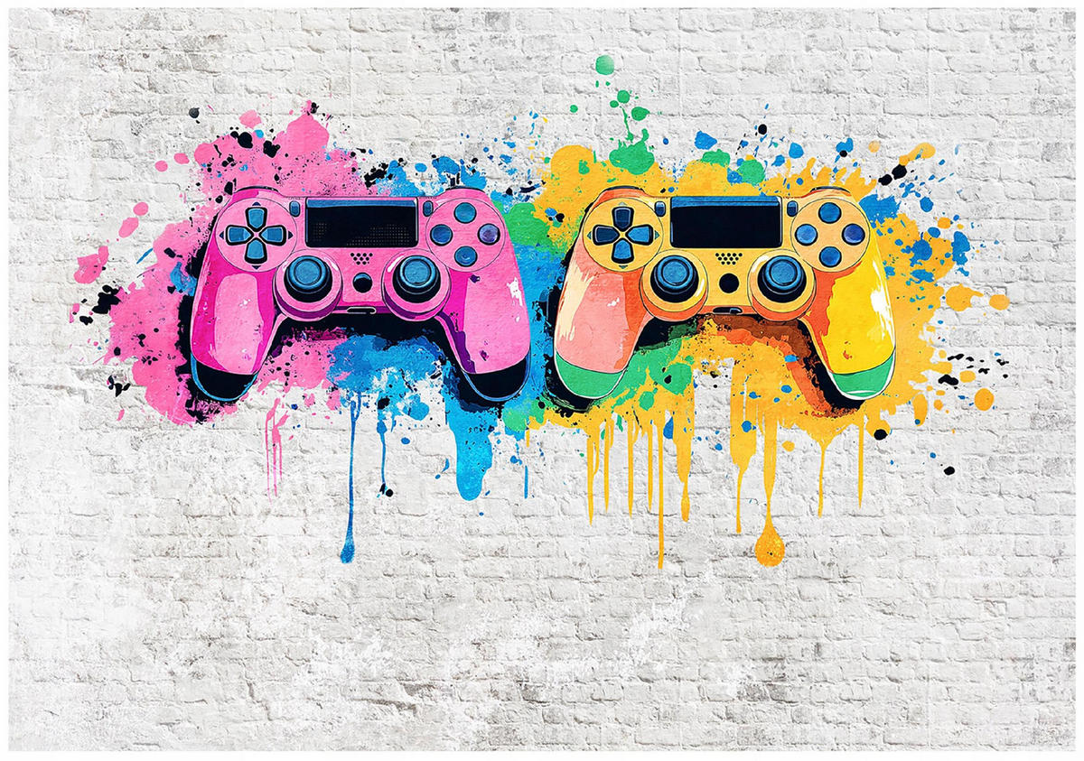 TAPETE Kinderzimmer Junge Gaming Vlies Fototapete 200x140 - Multicolor, Papier (200/140cm) - Wallarena