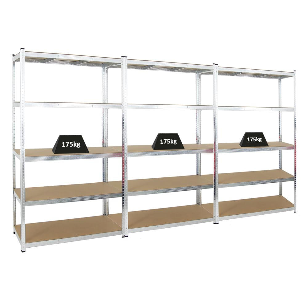 SCHWERLASTREGAL Giant Ragnar 3er-Set mit 3x 200x120x50 cm Fachlast 175 kg Verzinkt - Silberfarben, Metall (360/200/50cm) - PROREGAL