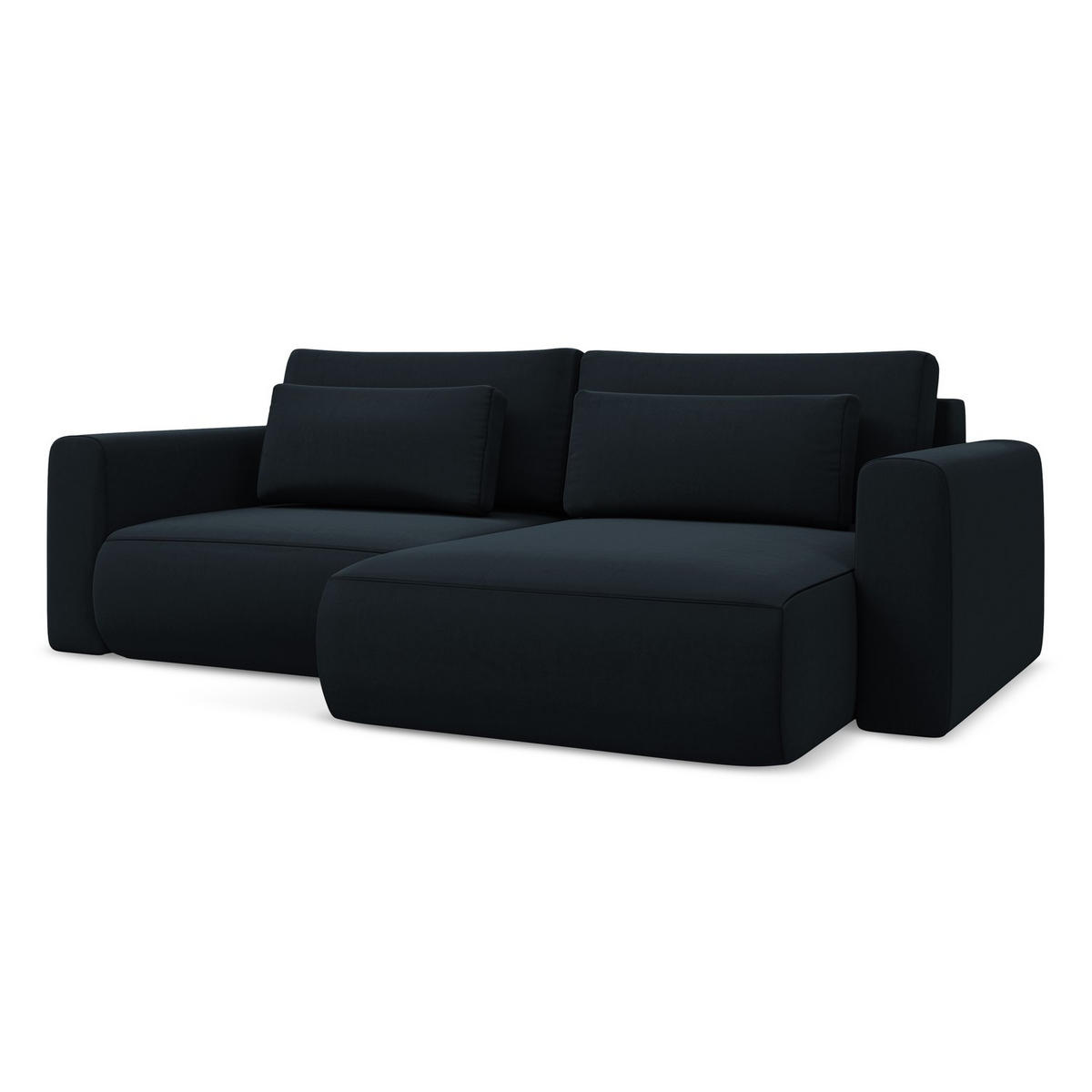 ECKSOFA mit Schlaffunktion Samt Stoff Blau - Blau/Schwarz, Kunststoff/Textil (240/149cm) - LaMiaSofa