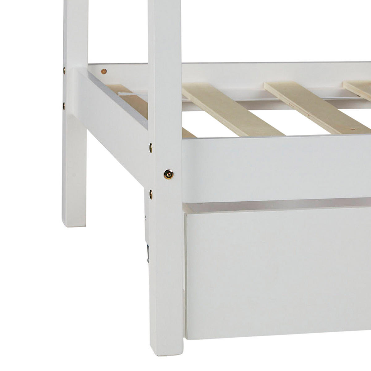 KINDERBETT Hausbett mit Stauraum 90/200 cm Weiß - Weiß, Holz (206/160/98cm) - Homestyle4u