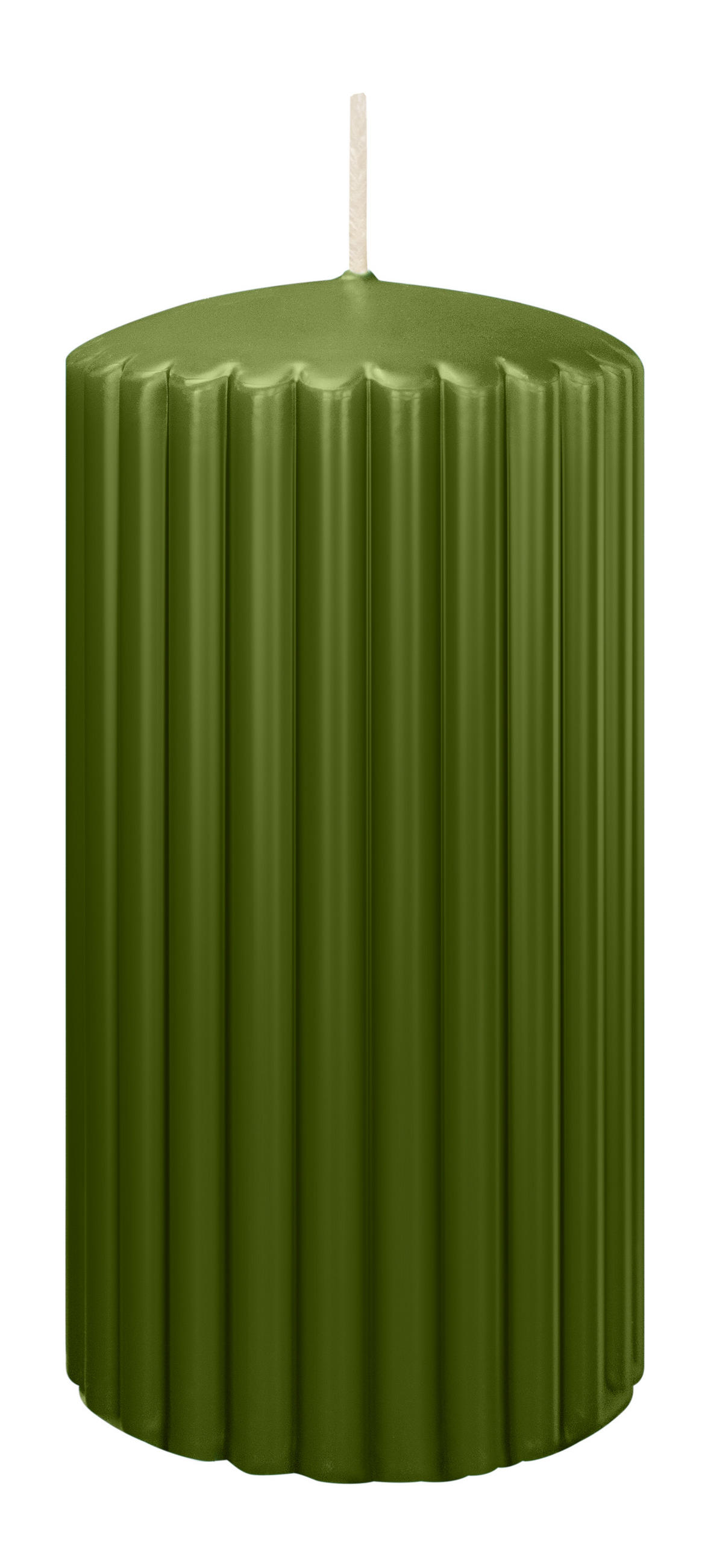 RILLEN KERZEN Olive 150 x Ø 80 mm, 4 Stück - Olivgrün, Paraffin (8/15/15cm) - Wiedemann Kerzen