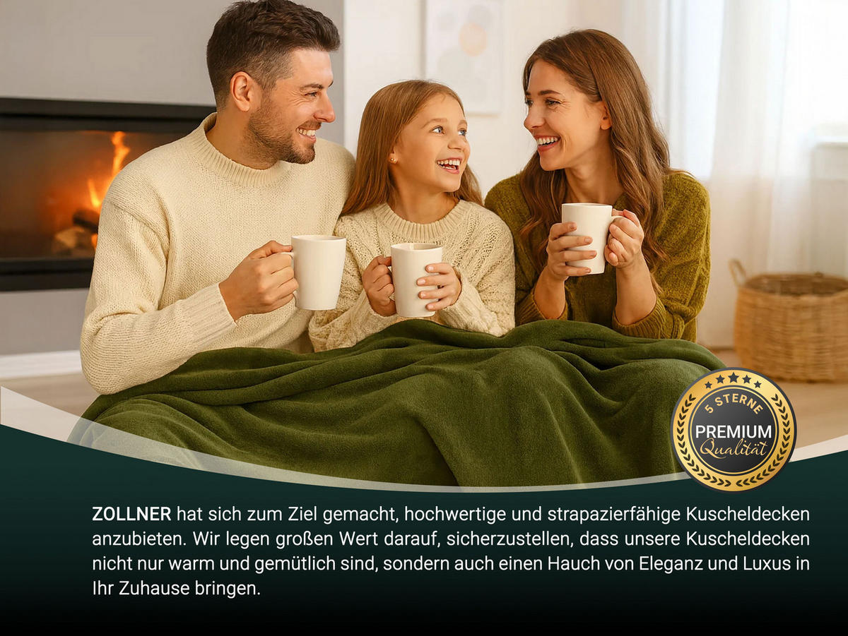 KUSCHELDECKE, 220x240 cm, 100% Polyester - Olivgrün, Textil (220/240cm) - Zollner
