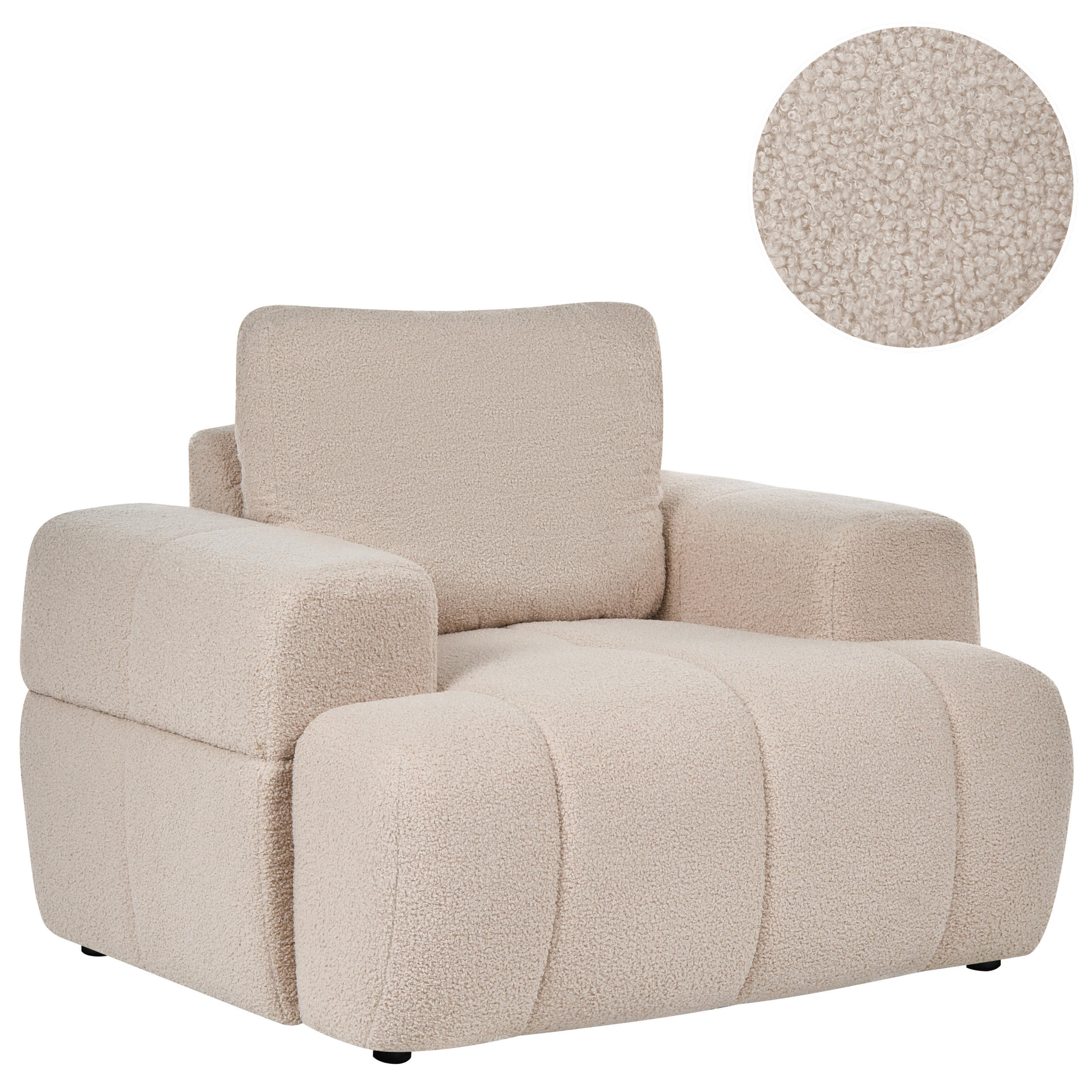 SESSEL Bouclé Beige Narilla - Beige, Kunststoff/Textil (111/81/92cm) - Beliani
