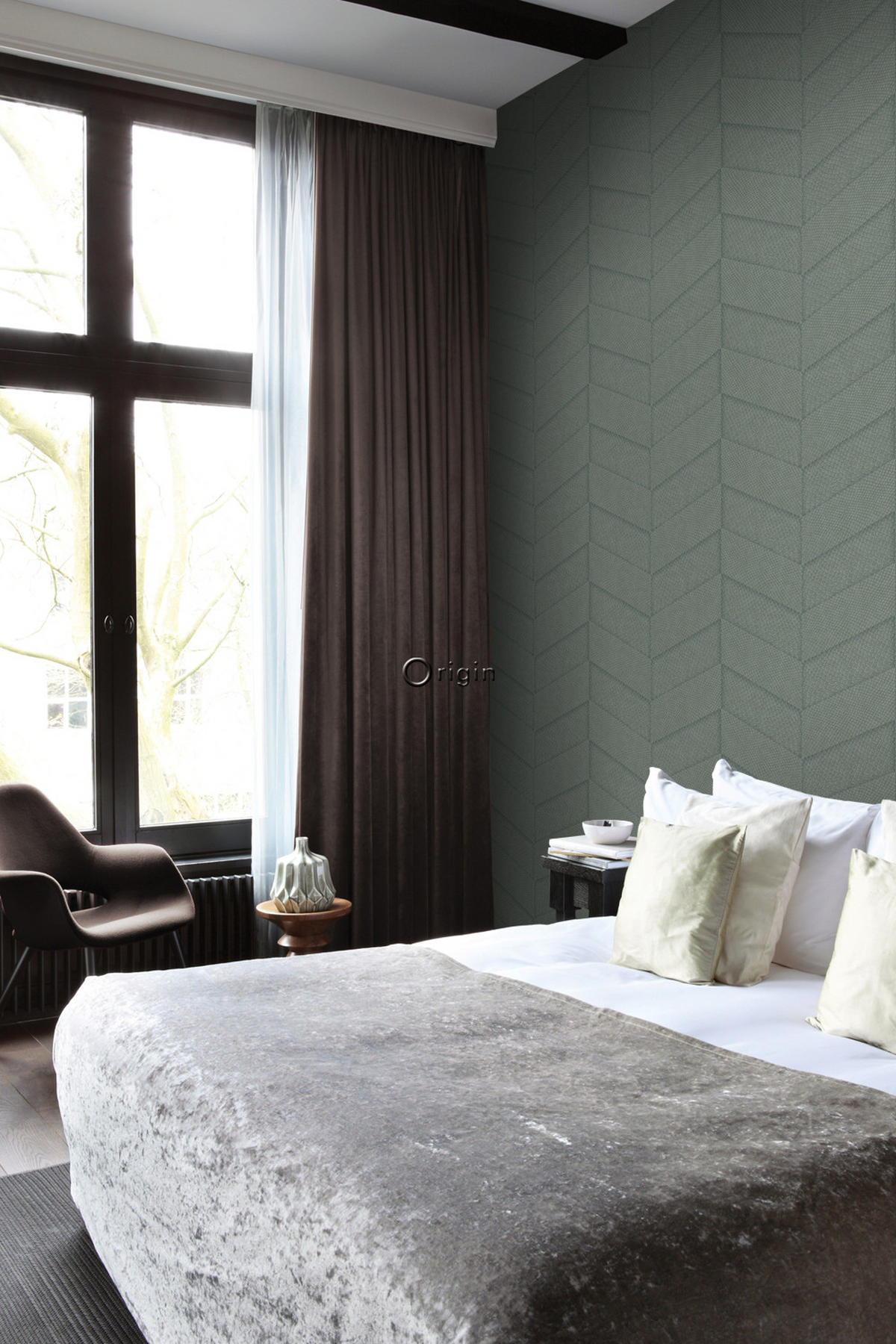 TAPETE Fliesenmuster mit Schlangenhaut-Motiv 53 cm x 10.05 m - Grau, Papier (53/1000cm) - Origin Wallcoverings