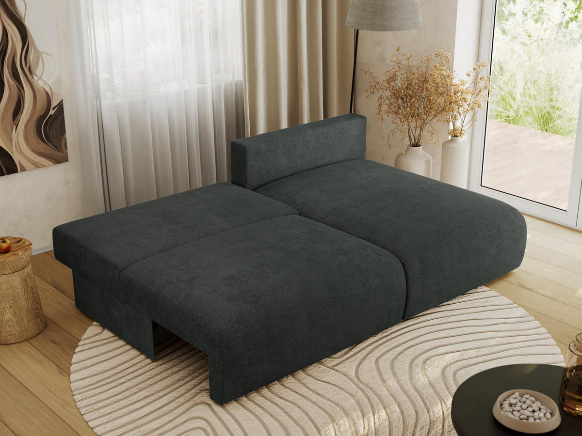 ECKSCHLAFSOFA VIVO L Dunkelgrau Struktur - rechts - Dunkelgrau/Schwarz, Kunststoff/Textil (150/223cm) - MKS