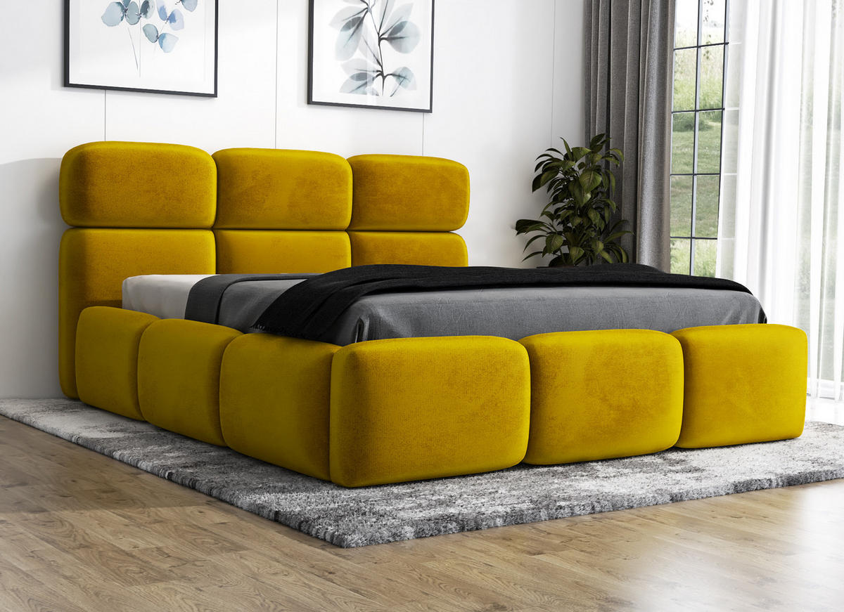 POLSTERBETT MAROKO 180x200 Goldfarben - Goldfarben, Textil (180/200cm) - A&J MöbelLand