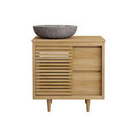 EINZELWASCHTISCH - 80 cm x 55 cm - holz - naturfarben hell Toraja - Naturfarben, Holz (80/80/55cm) - Vente-Unique