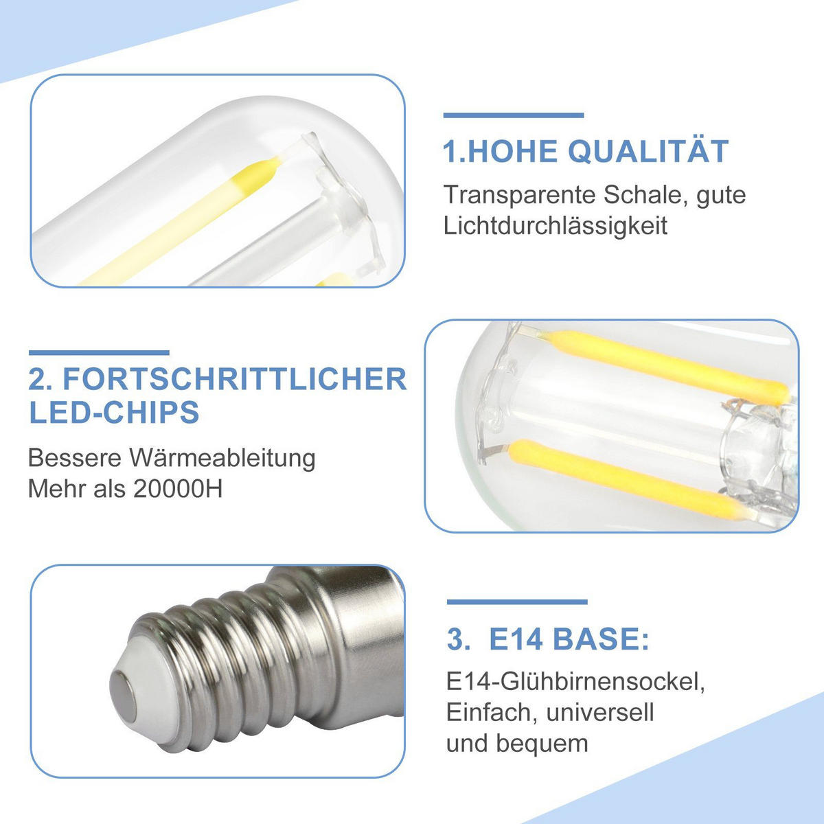 LED-LEUCHTMITTEL Aschaffenburg II 6.4/2.2/2.2cm(2er-set) - Transparent, Glas (2.2/2.2cm) - Nettlife