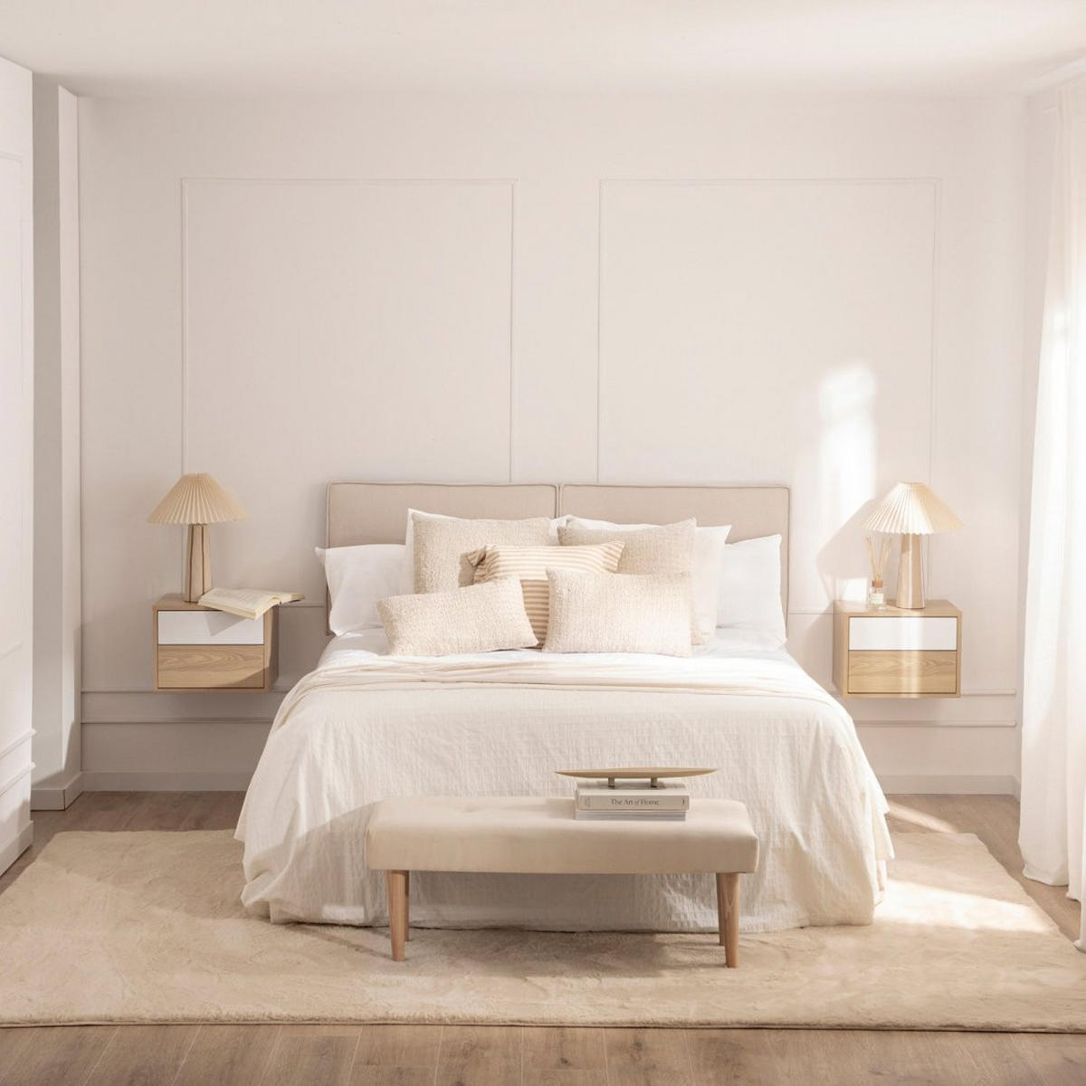 SCHWEBENDER NACHTTISCH Kanye Zweifarbig 40 cm x 30 cm - Hellbraun, Holzwerkstoff (40/30/30cm) - Klast Home