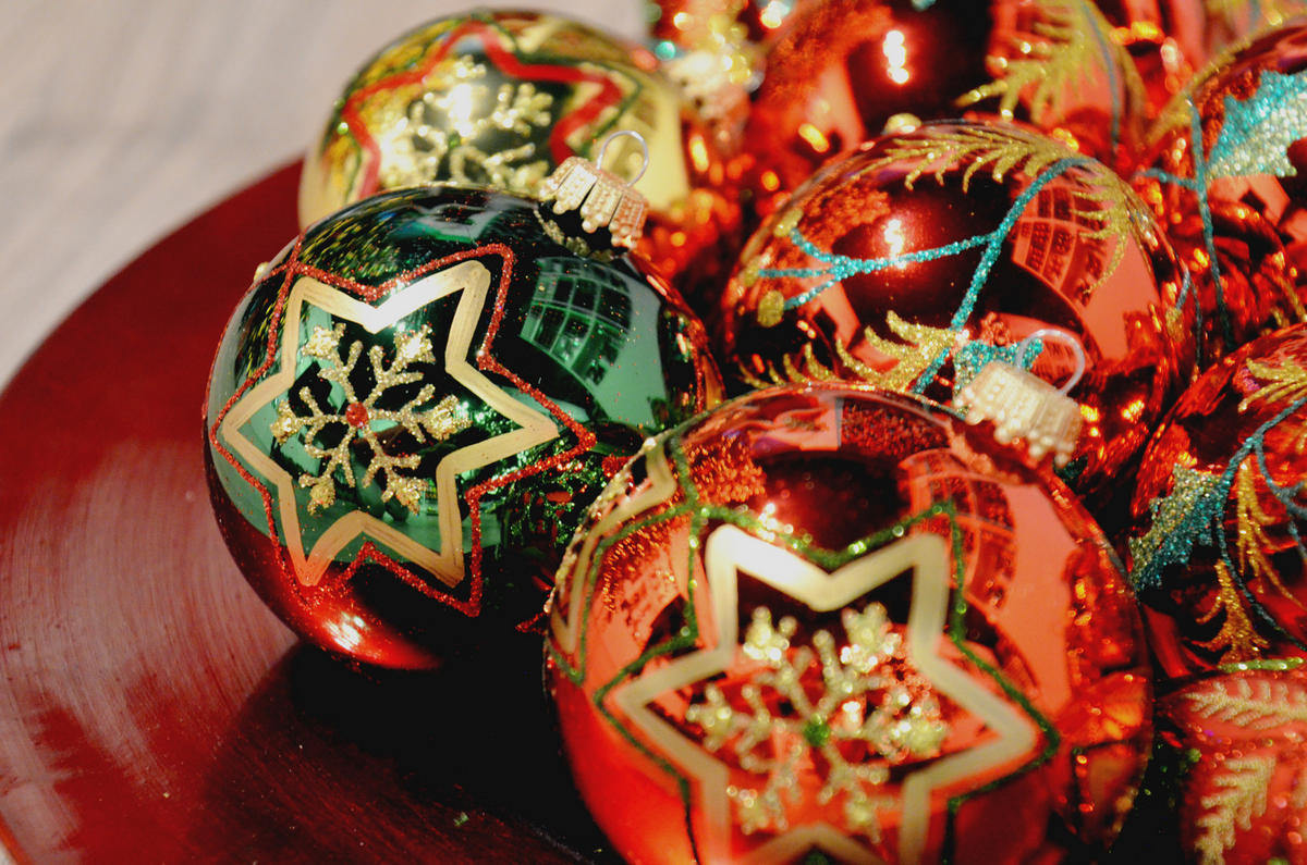 CHRISTBAUMKUGELN Sternendekor Traditionell Mehrfarbig 8cm (Glas / 3 Stk.) - Multicolor, Glas (7/8/7cm) - Krebs Glas Lauscha