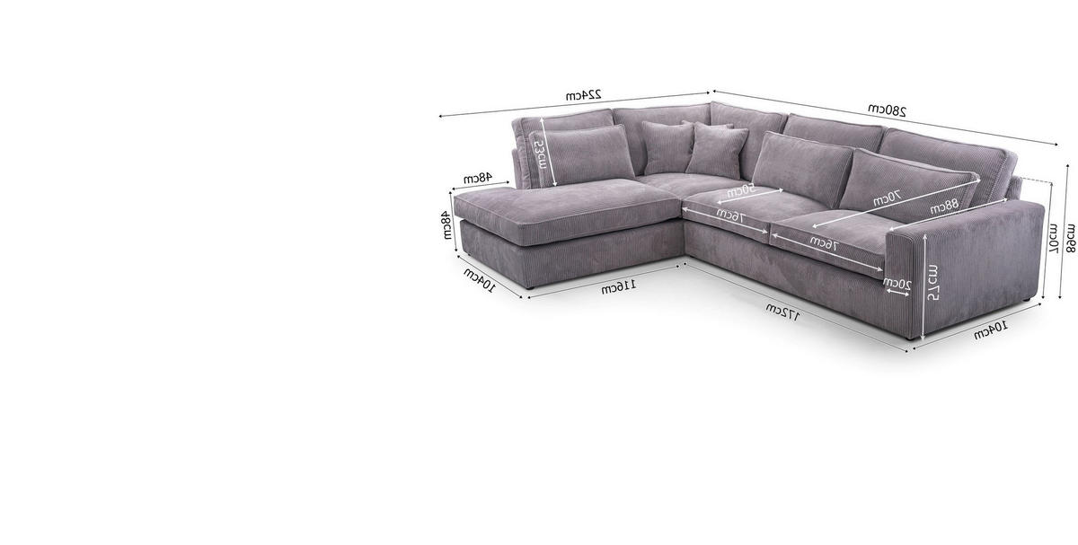 ECKSOFA Comforto MINI CORD 280 x 224 cm Ausrichtung links - Creme, Textil (224/280cm) - AN-Moebel 4u