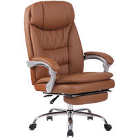 CHEFSESSEL Lederlook Hellbraun - Chromfarben/Hellbraun, Textil/Metall (67/112/67cm) - CLP