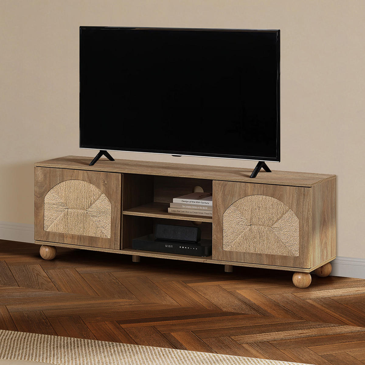 LOWBOARD TV-Schrank Retro, Holz | B140 x T40 x H48 cm - Braun, Holzwerkstoff (140/48/40cm) - Hometopia