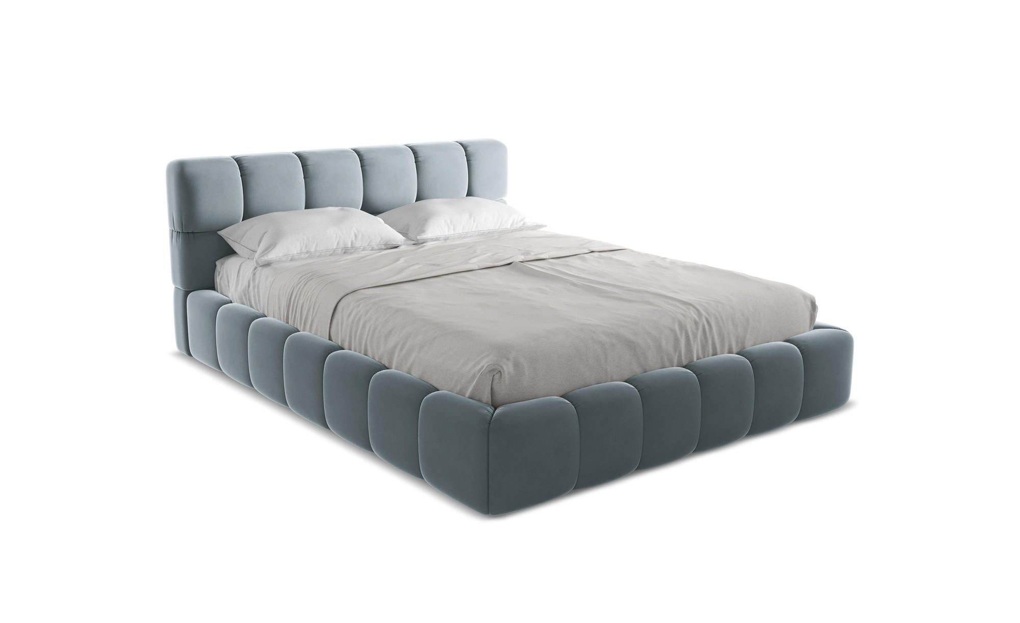 POLSTERBETT mit Bettkasten und Lattenrost 180x228 Blau - Blau/Schwarz, Kunststoff/Textil (160/200cm) - Makamii