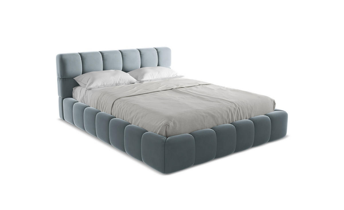 POLSTERBETT mit Bettkasten und Lattenrost 180x228 Blau - Blau/Schwarz, Kunststoff/Textil (160/200cm) - Makamii