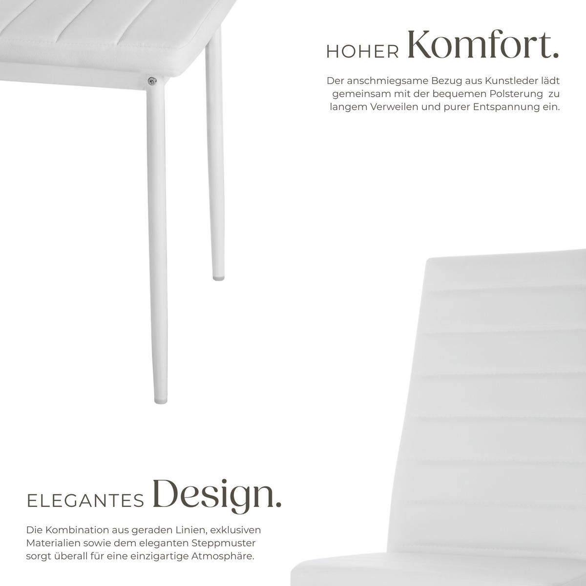 ESSZIMMERSTUHL 4er Set Thomas 41 x 45 x 98 5 cm weiß - Weiß, Textil (48/98.5/45cm) - tectake