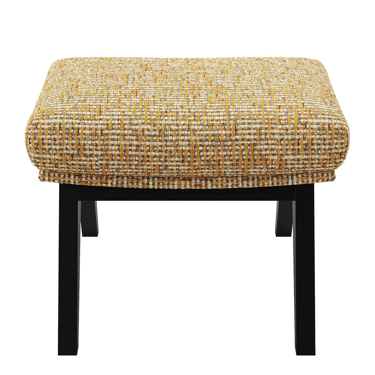 HOCKER mit Holzfüßen - Schwarz/Honig, Birkenholz/Textil (54/41/41cm) - home24