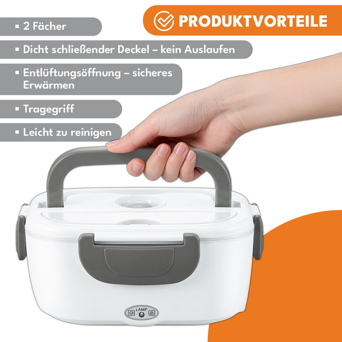 LUNCHBOX Elektrisch, Warmhaltebox für Essen - Weiß, Kunststoff (10/5/5cm) - KRUMAD