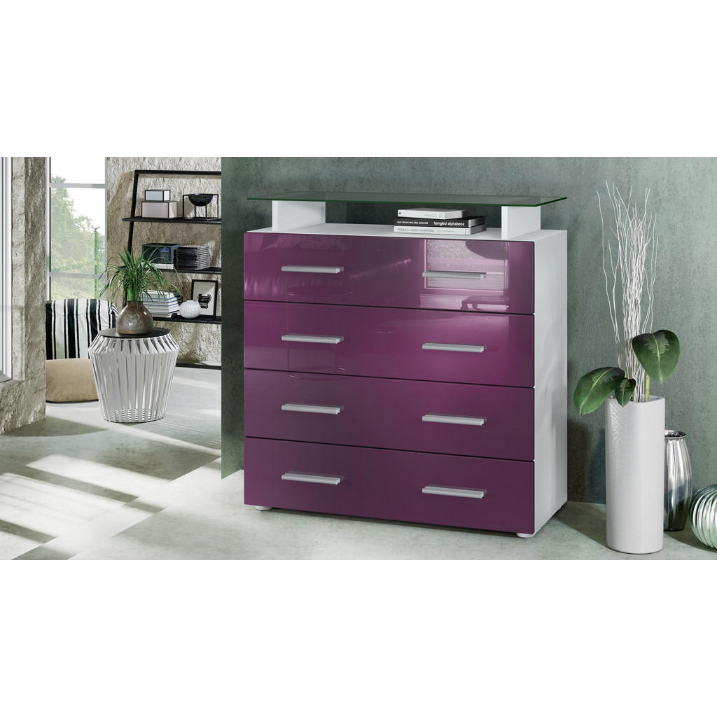 Thumbnail - Vladon Kommode, Brombeere, Holzwerkstoff, 76x81x35 cm, Wohnzimmer, Kommoden & Sideboards, Kommoden