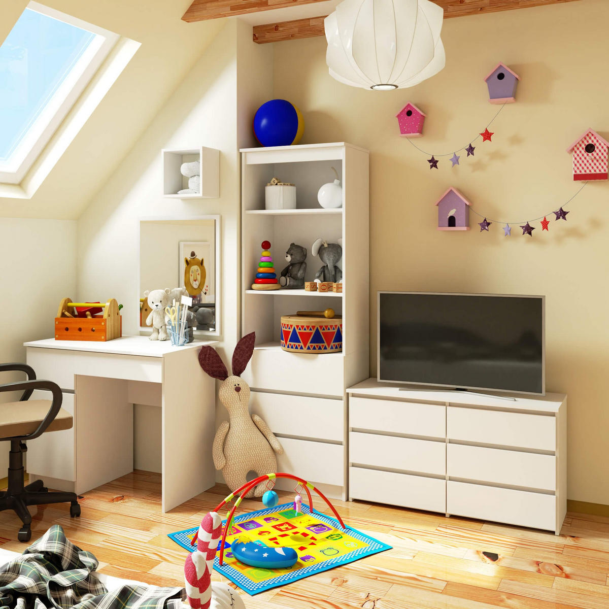 KOMMODE CL100 6 Schubladen, Weiß, 35x100x57 cm - Weiß, Holz (100/57/35cm) - Milordbikes