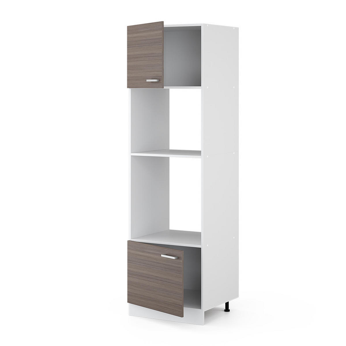 MIKROWELLENSCHRANK R-Line Edelgrau 60 cm - Weiß/Braun, Holzwerkstoff (60/206.8/57.2cm) - Vicco