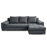 ECKSOFA L Form Manisa Dunkelgrau 234/145/83 cm Rechts mit Schlaffunktion - Dunkelgrau/Silberfarben, Kunststoff/Textil (234/145cm) - AX Living