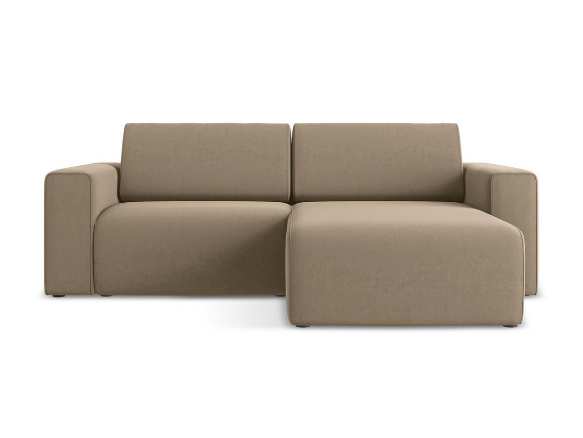 ECKSOFA Rechts Samt Stoff Beige - Beige/Schwarz, Kunststoff/Textil (224/167cm) - Makamii