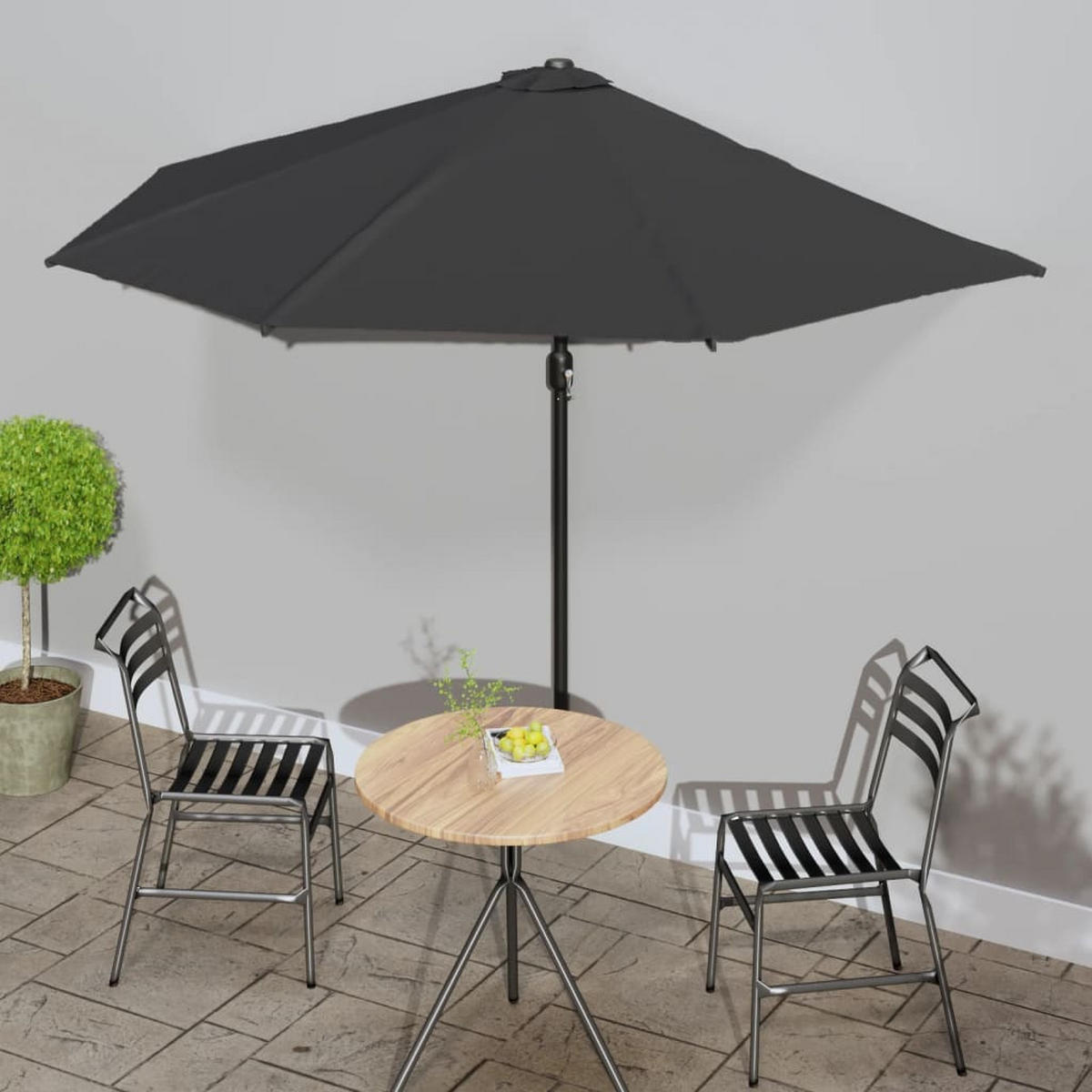 BALKON-SONNENSCHIRM Alu-Mast Schwarz 300x155x223cm Halbrund - Schwarz, Textil (155/300cm) - furnicato