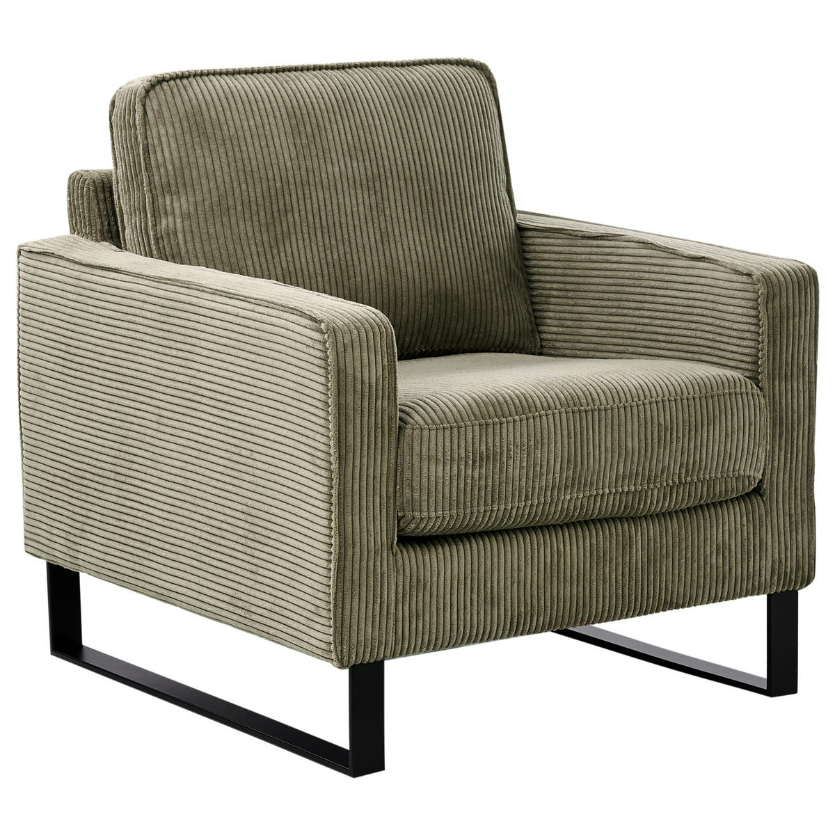SESSEL Cord Grün Vind - Grün, Textil (79/82/85cm) - Beliani