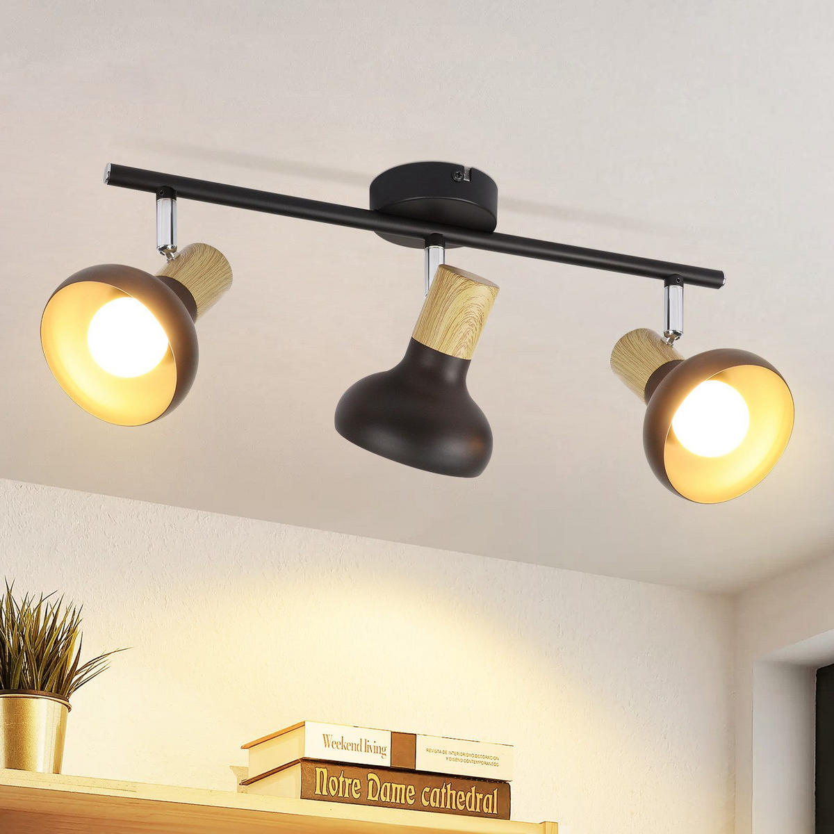 DECKENLEUCHTE Leyva 41.2/11/15.5cm - Schwarz, Metall (41.2/11/15.5cm) - Nettlife