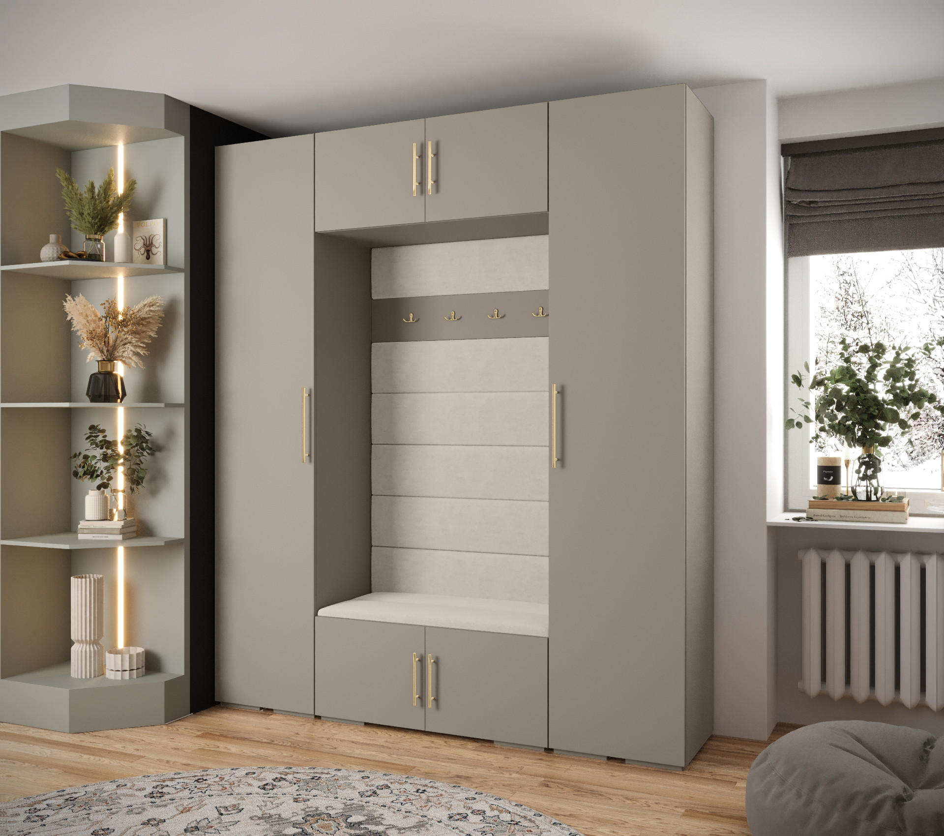 GARDEROBEN-SET 236,7/200/47 - Kaschmir/Beige, Holz/Metall (200/236.7/47cm) - Abiks Möbel