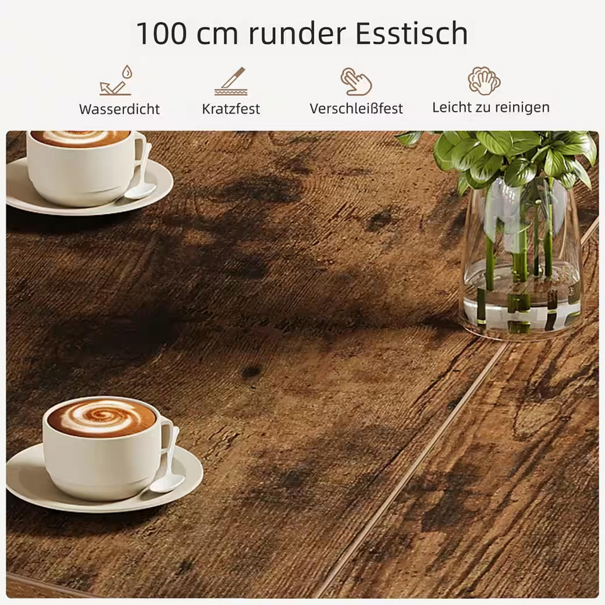 ESSTISCH Rund Farmhouse Braun/Beige MDF 100x100x75 cm - Beige/Braun, Holzwerkstoff (100/100/75cm) - Quality Elegance