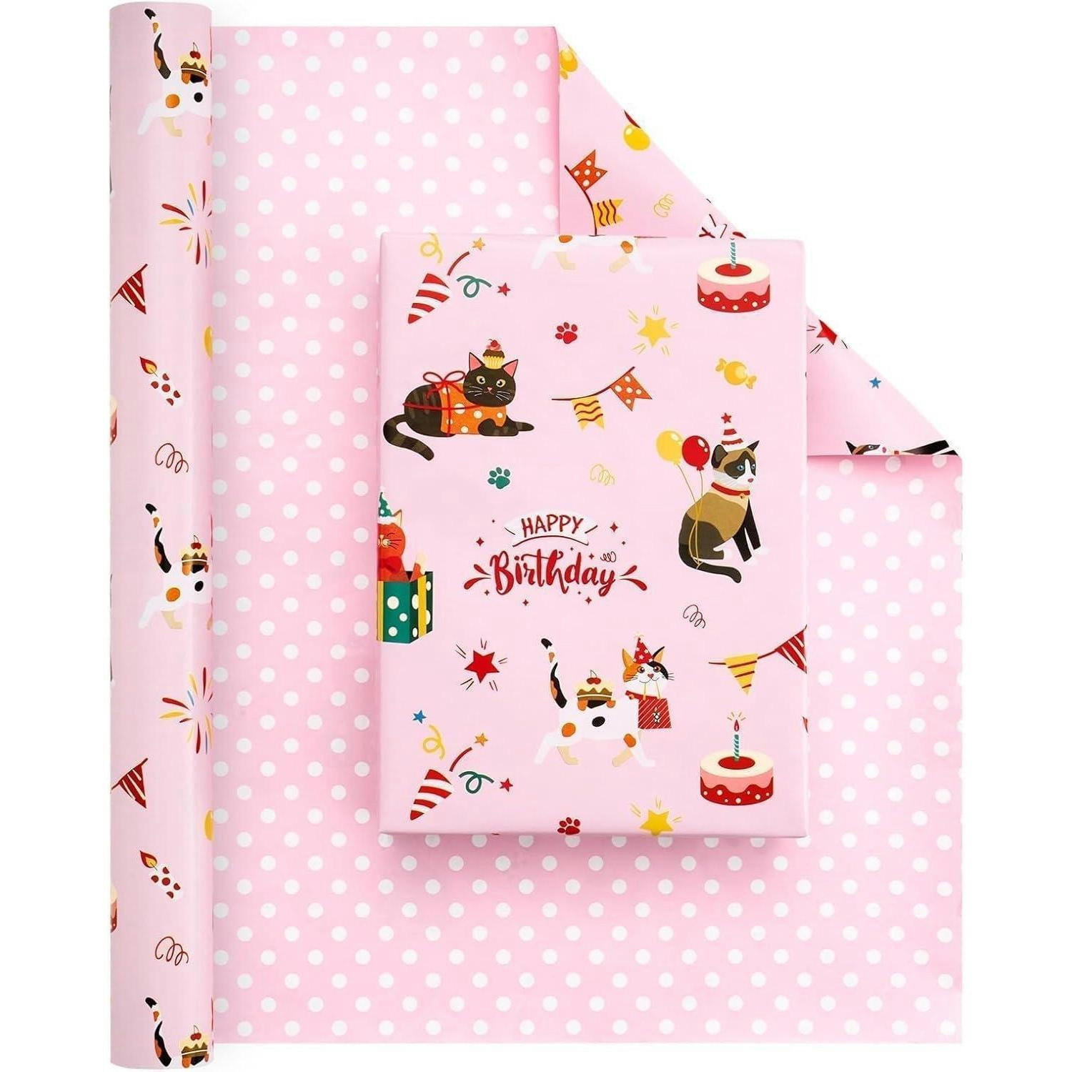 GESCHENKPAPIER Katzen 43 cm x 10 m - Rosa, Papier (43/0.1/1000cm)