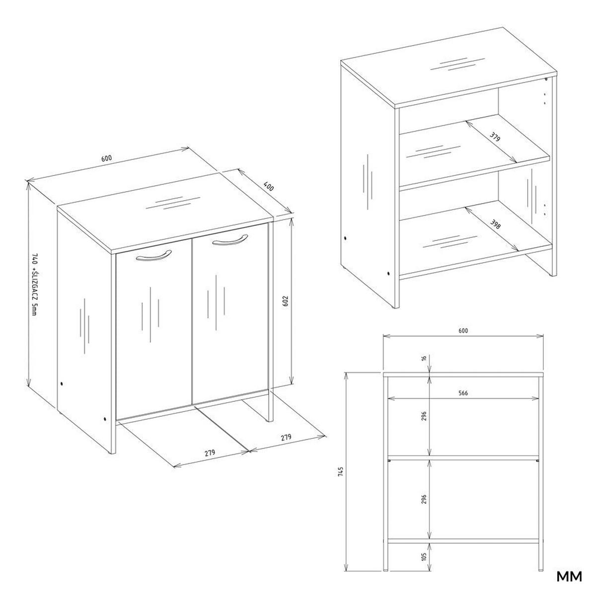 BADEZIMMERSCHRANK Vio - Weiß, Holzwerkstoff (60/74/40cm) - kommodly