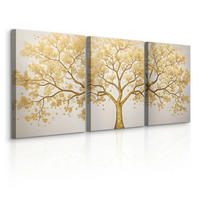 LEINWANDBILDER 3-es Set Baum Abstraktion - Beige/Weiß, Textil (90/40cm) - Muralo