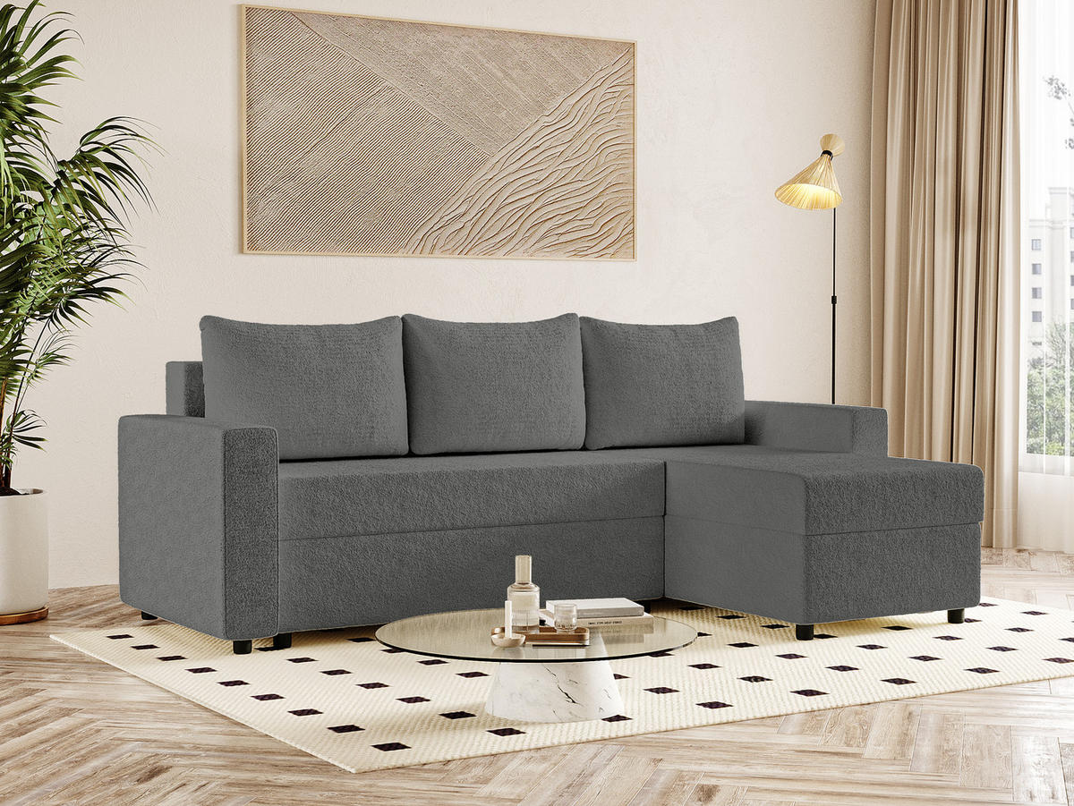ECKSOFA Goka L mit Schlaffunktion, Graphit - Graphitfarben, Textil (230/146cm) - Fedve