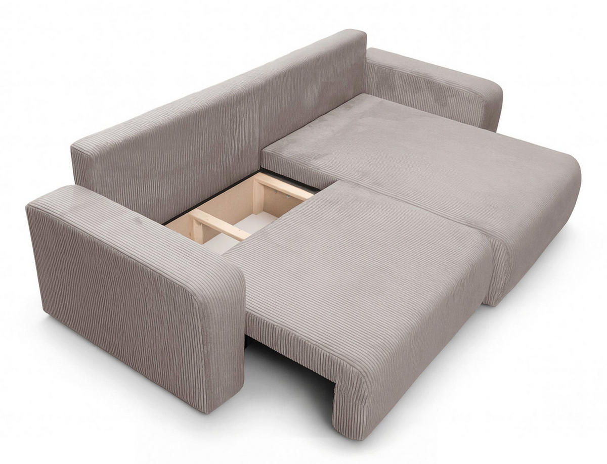 ECKSOFA NELLIO Cord Beige 145 cm L-Form beidseitig - Sandfarben/Beige, Kunststoff/Textil (145/245cm) - Homebook