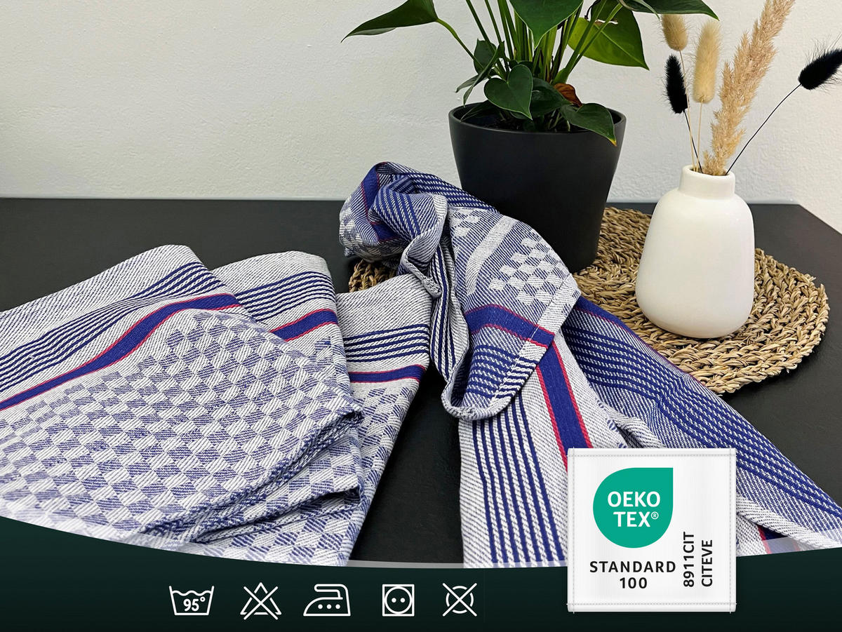 GESCHIRRTÜCHER, 10er-Set, 45x90 cm, 100% Baumwolle, Blau - Blau, Textil (45/90cm) - Zollner