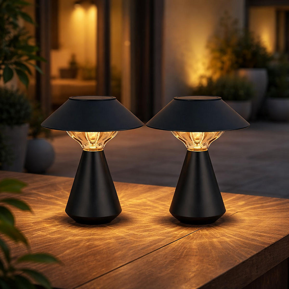 SOLAR-TISCHLEUCHTE Metall anthrazit, LED, 2er Set - Anthrazit, Metall (18/18/23cm) - Globo Lighting