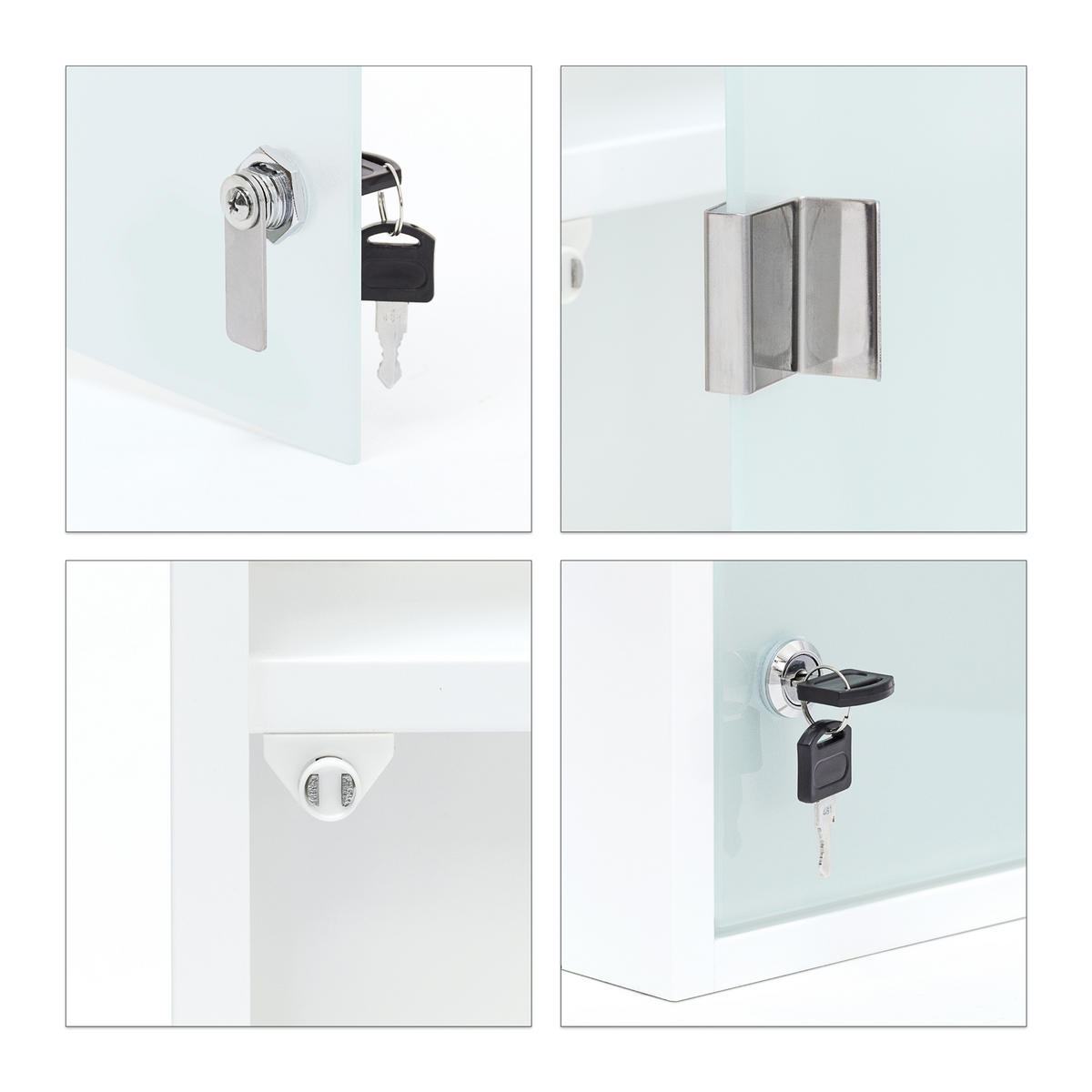 MEDIZINSCHRANK XXL - Weiß, Glas/Metall (27/57/12cm) - Relaxdays
