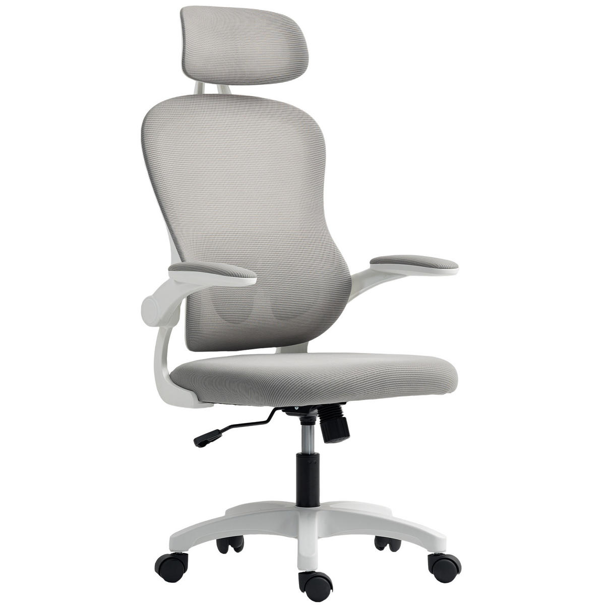 BÜROSTUHL DE-05057 Höhenverstellbar, klappbare Armlehnen & Wippfunktion Grau - Grau, Metall (62/115/64cm) - ComfortXL