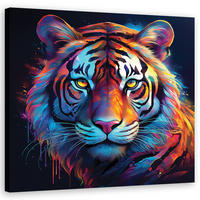 WANDBILD tiger pop art farbig - Multicolor, Textil (50/50cm) - Feeby