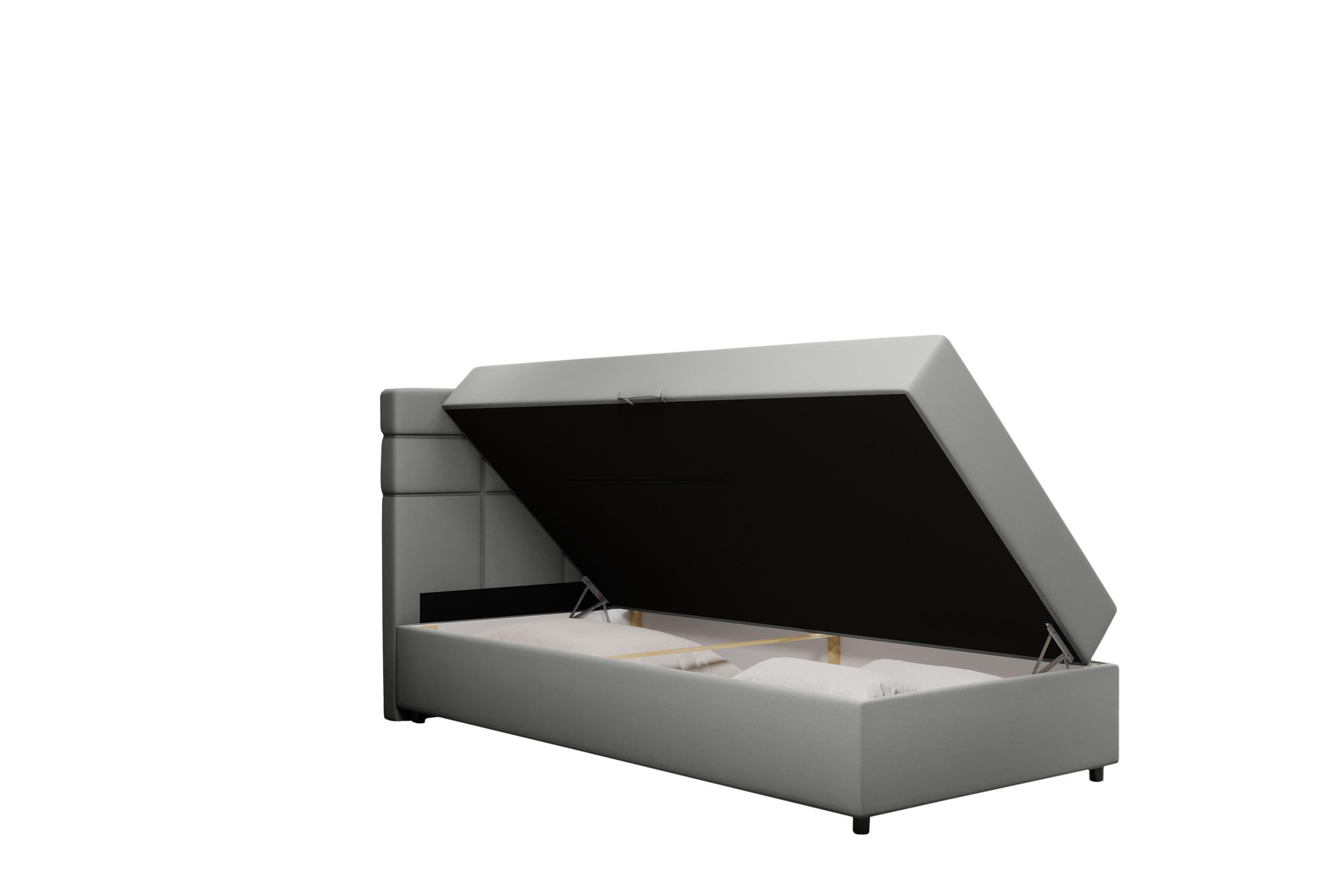 BOXBETT Reve 100 x 200 cm mit Bettkasten und Lattenrost ohne matratze - hellgrau - Hellgrau, Holz (100/200cm) - Panda Möbel