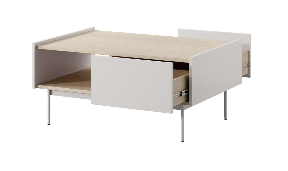 COUCHTISCH 97 cm Laris mit Schubladen - Beinen, Beige - Kaschmir, Holz (65/97/45cm) - Emporius