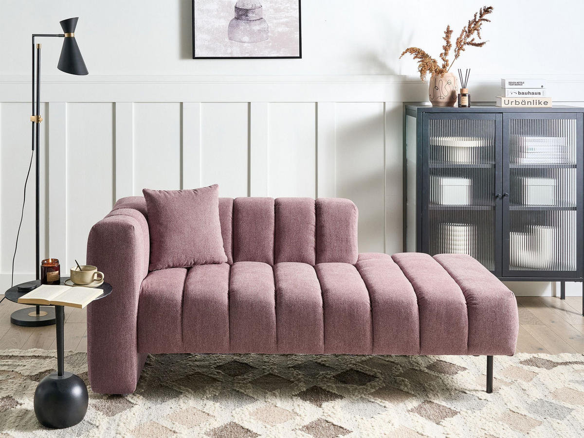 CHAISELONGUE-LINKSSEITIGE Stoff Rosa Lannils - Pink/Schwarz, Textil (173/73/79cm) - Beliani