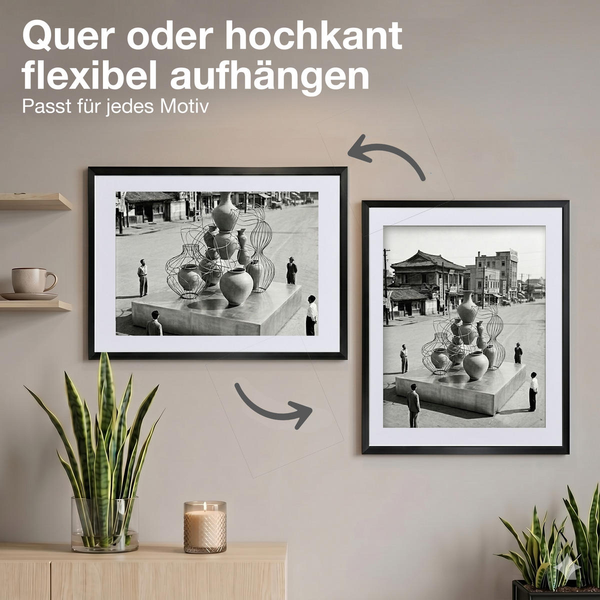 ALUMINIJAST OKVIR ZA SLIKE DIN A1 s paspartujem - črna, kovina (70/100/1.6cm) - K-Möbel