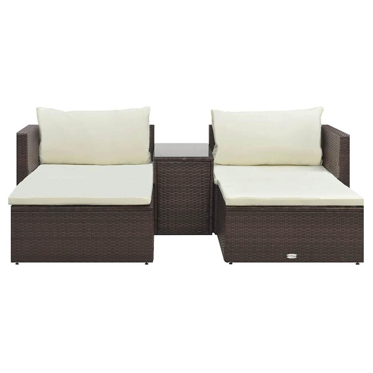 LOUNGEGARNITUR mit Kissen, aus Poly Rattan, in Braun, 5-teiliges Set - Braun, Kunststoff - vidaXL