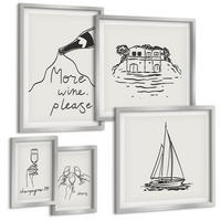 BILDER SET 5er Set - 50x50 cm & 20x30 cm & 40x60 cm Silberner Rahmen - Fröhliche Momente mit Champagner - Silberfarben, Kunststoff (40/60cm) - TULUP