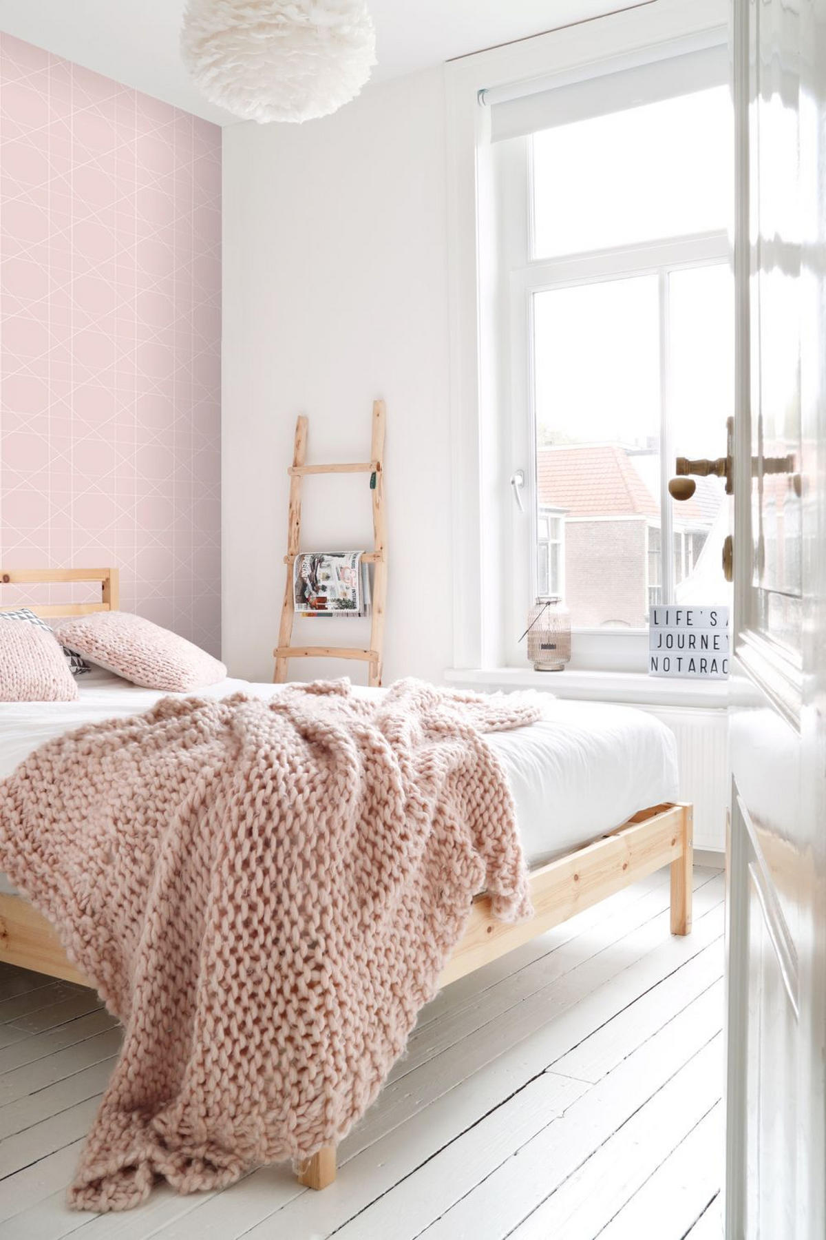 TAPETE grafische Linien 53 cm x 10.05 m - Pink, Papier (53/1000cm) - ESTAhome