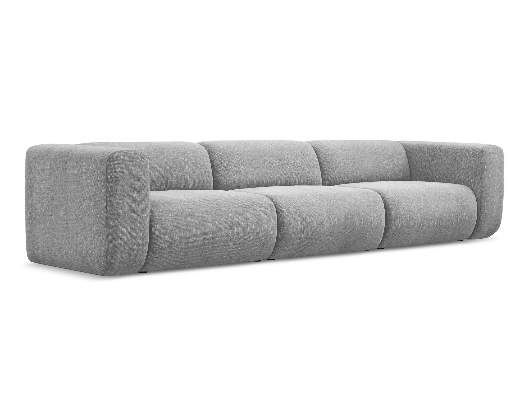 4-SITZER-SOFA Chenille Stoff Grau - Hellgrau/Schwarz, Kunststoff/Textil (319/70/89cm) - Makamii